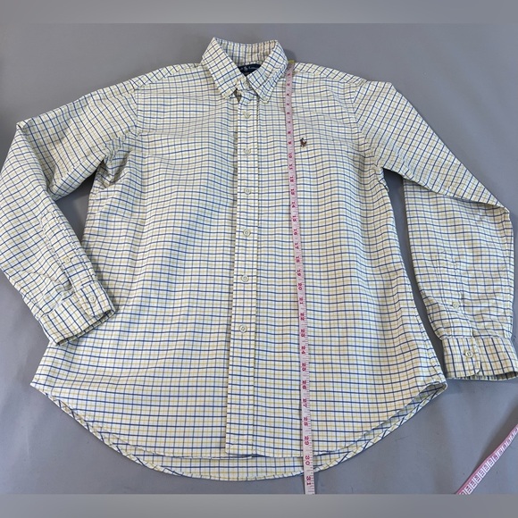 Ralph Lauren Shirt Men's Custom Fit  Plaid Yellow Pony Long Sleeve Button Down L - Picture 4 of 9